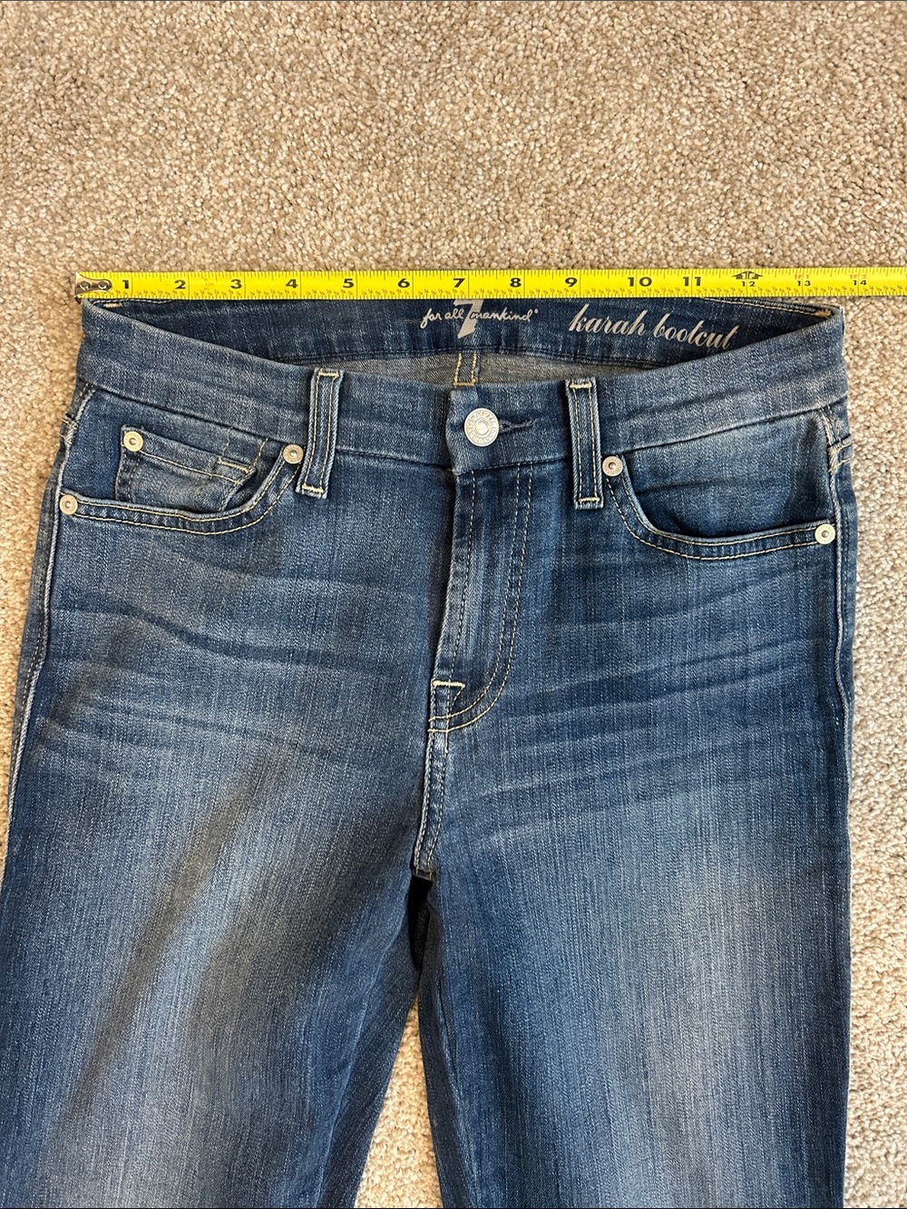 7 For All Mankind Dark Blue Flared Women’s Jeans - Picture 4 of 10